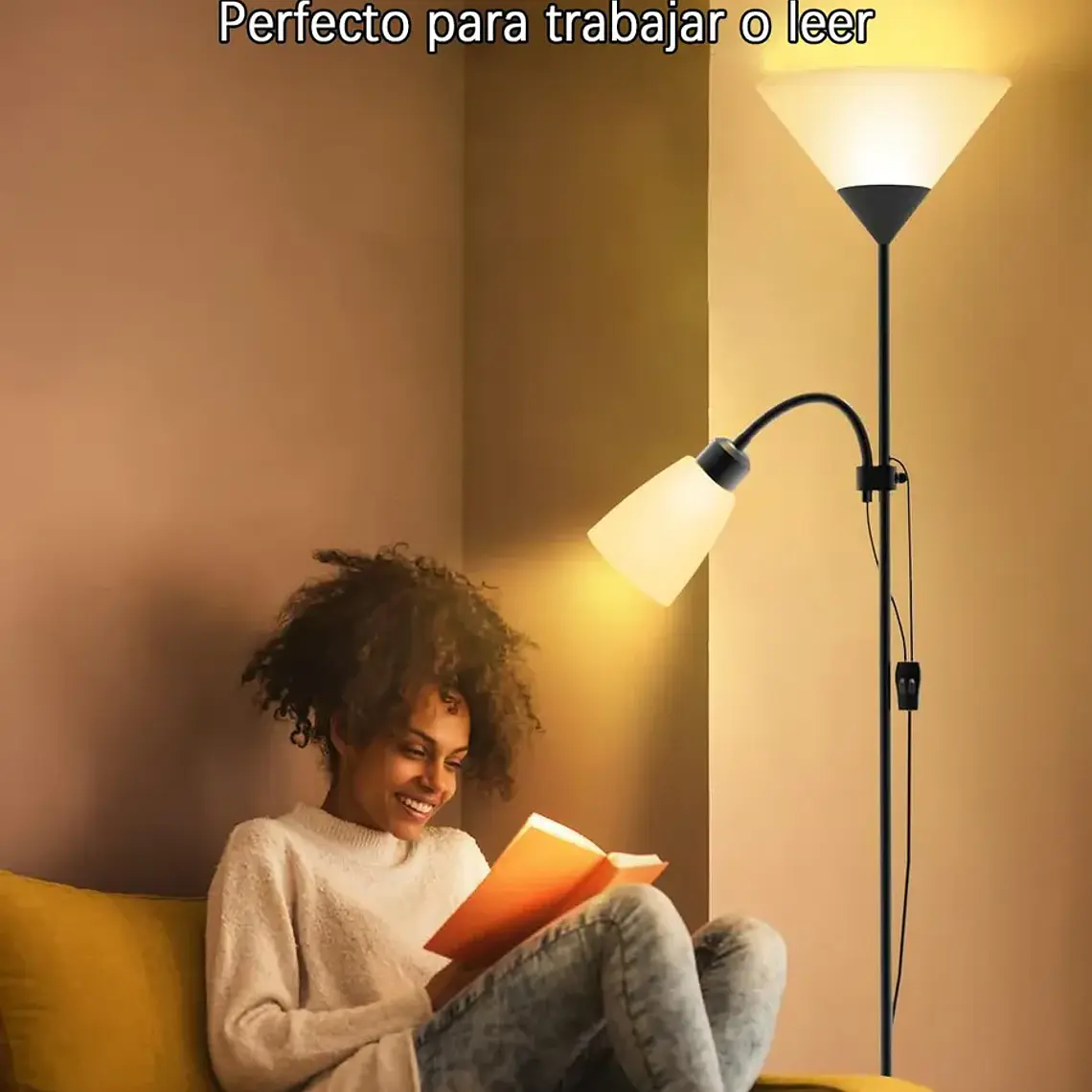 Lampara De Pie Doble Luz Lectura Y Ambiente Flexible Living 2