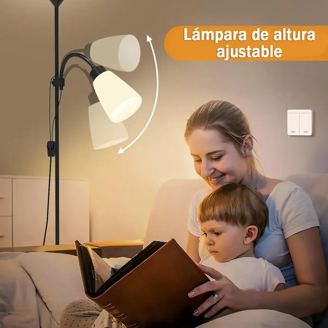 Lampara De Pie Doble Luz Lectura Y Ambiente Flexible Living 3