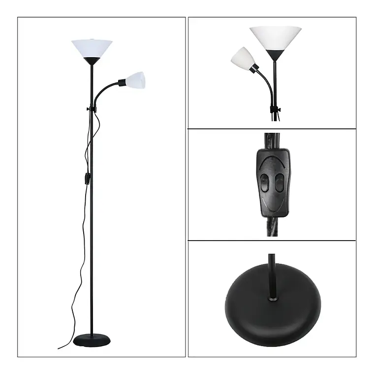 Lampara De Pie Doble Luz Lectura Y Ambiente Flexible Living 6