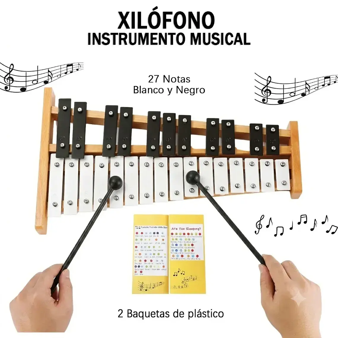 Xilofono 27 Notas Base Madera Y Metal Metalofono Educativo 2