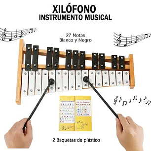 Xilofono 27 Notas Base Madera Y Metal Metalofono Educativo