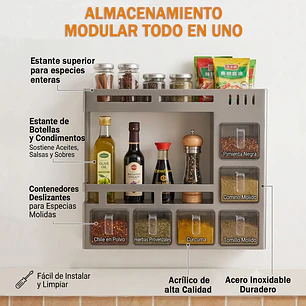 Organizador De Cocina Especias Condimentero Modular Flotante
