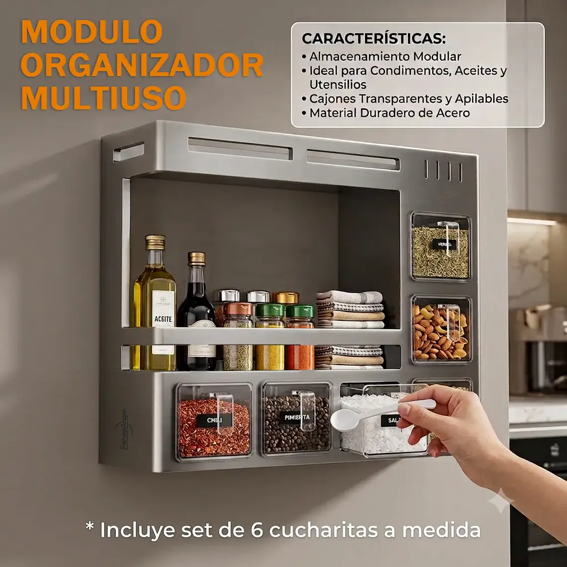 Organizador De Cocina Especias Condimentero Modular Flotante 3