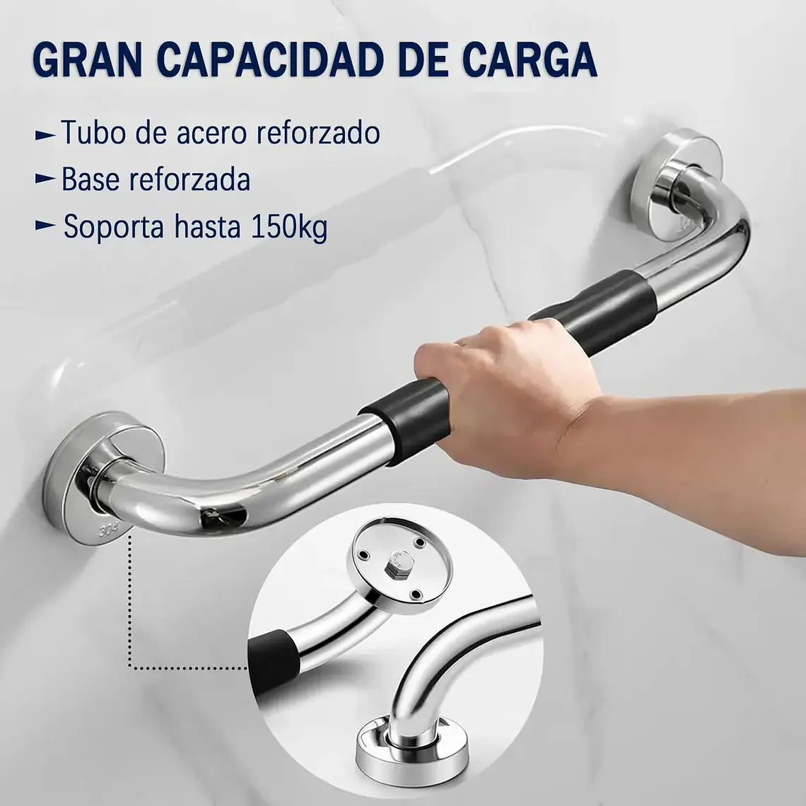 2 Barras Agarradera De Seguridad Baño Acero Inoxidable 50cm 2