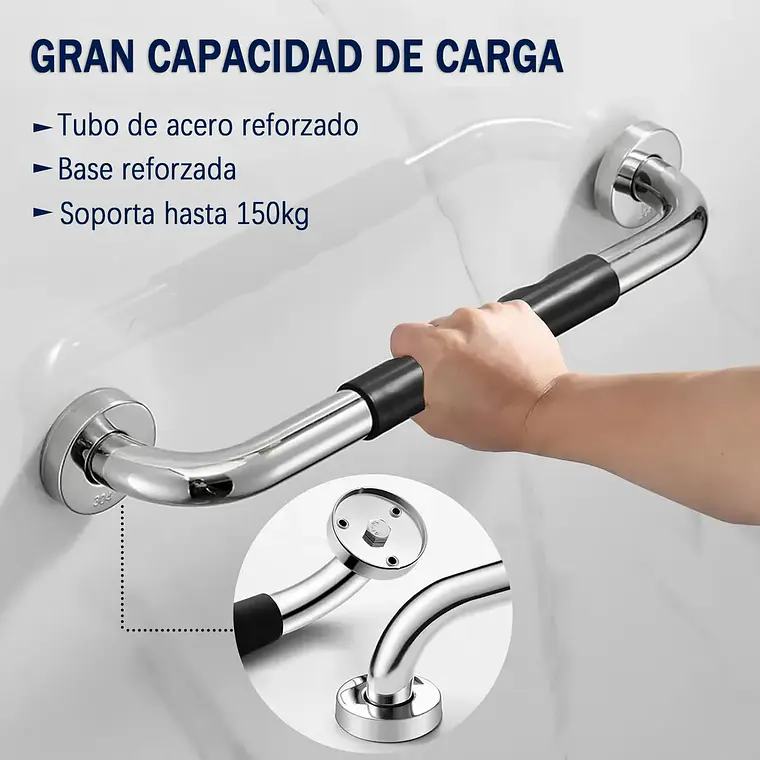 2 Barras Agarradera De Seguridad Baño Acero Inoxidable 50cm 2
