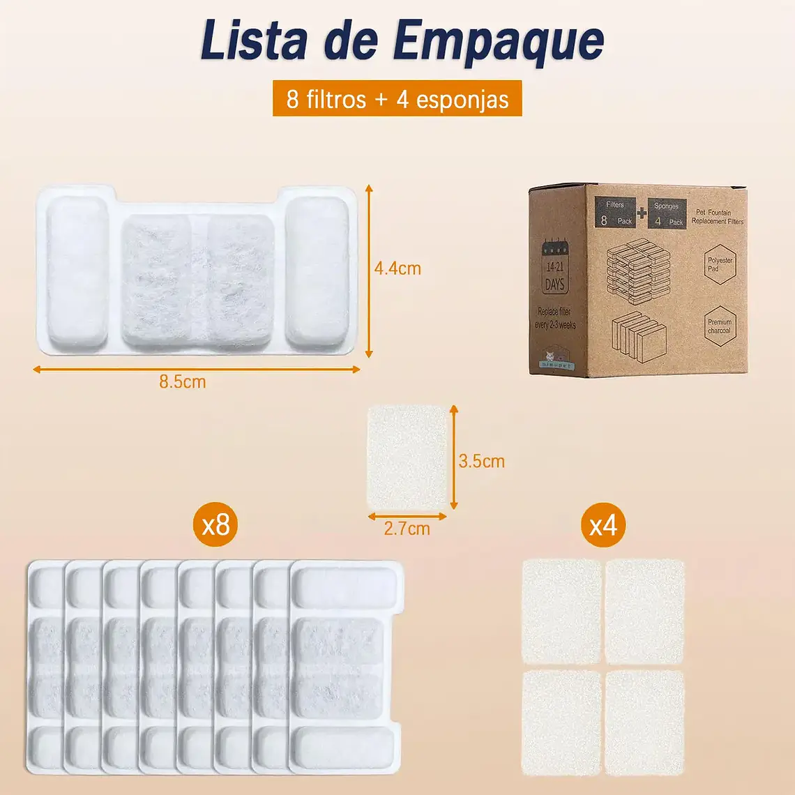 Set 8 Filtros 4 Esponjas Repuesto Para Fuente Bebedero Gato 7