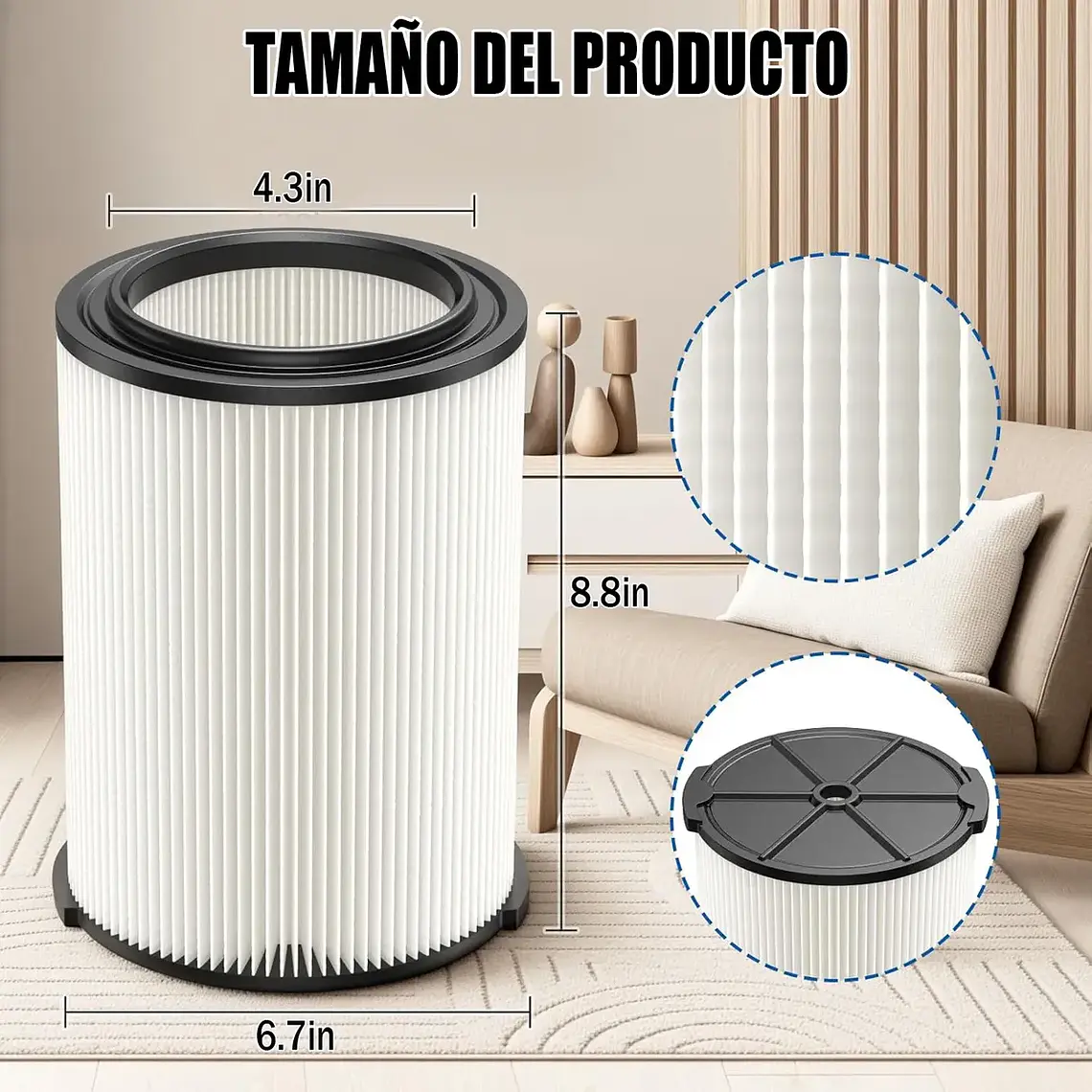 Filtro Para Aspiradora Seco Humedo Repuesto Universal Vf4000 5