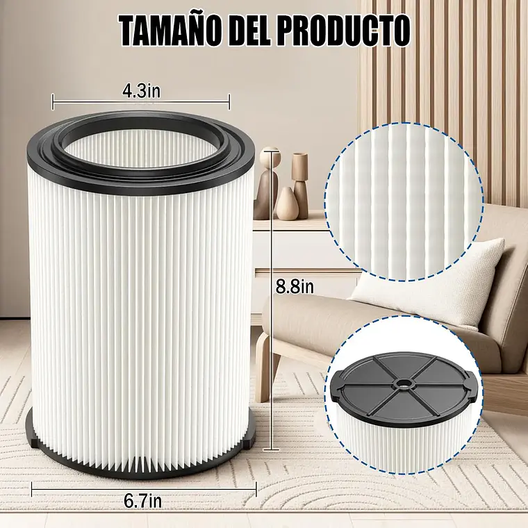 Filtro Para Aspiradora Seco Humedo Repuesto Universal Vf4000 5