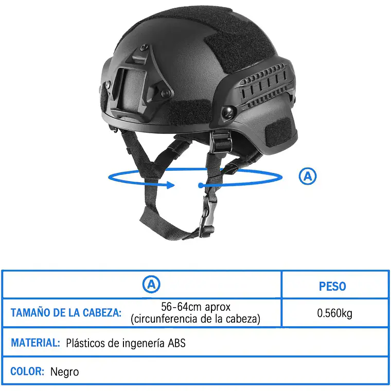 Casco Tactico Airsoft Paintball Militar Con Rieles Velcro 4
