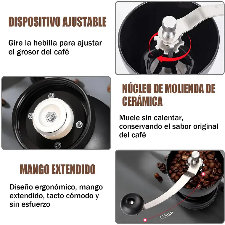 Molinillo Moledor De Granos De Café Y Semillas Manual 4