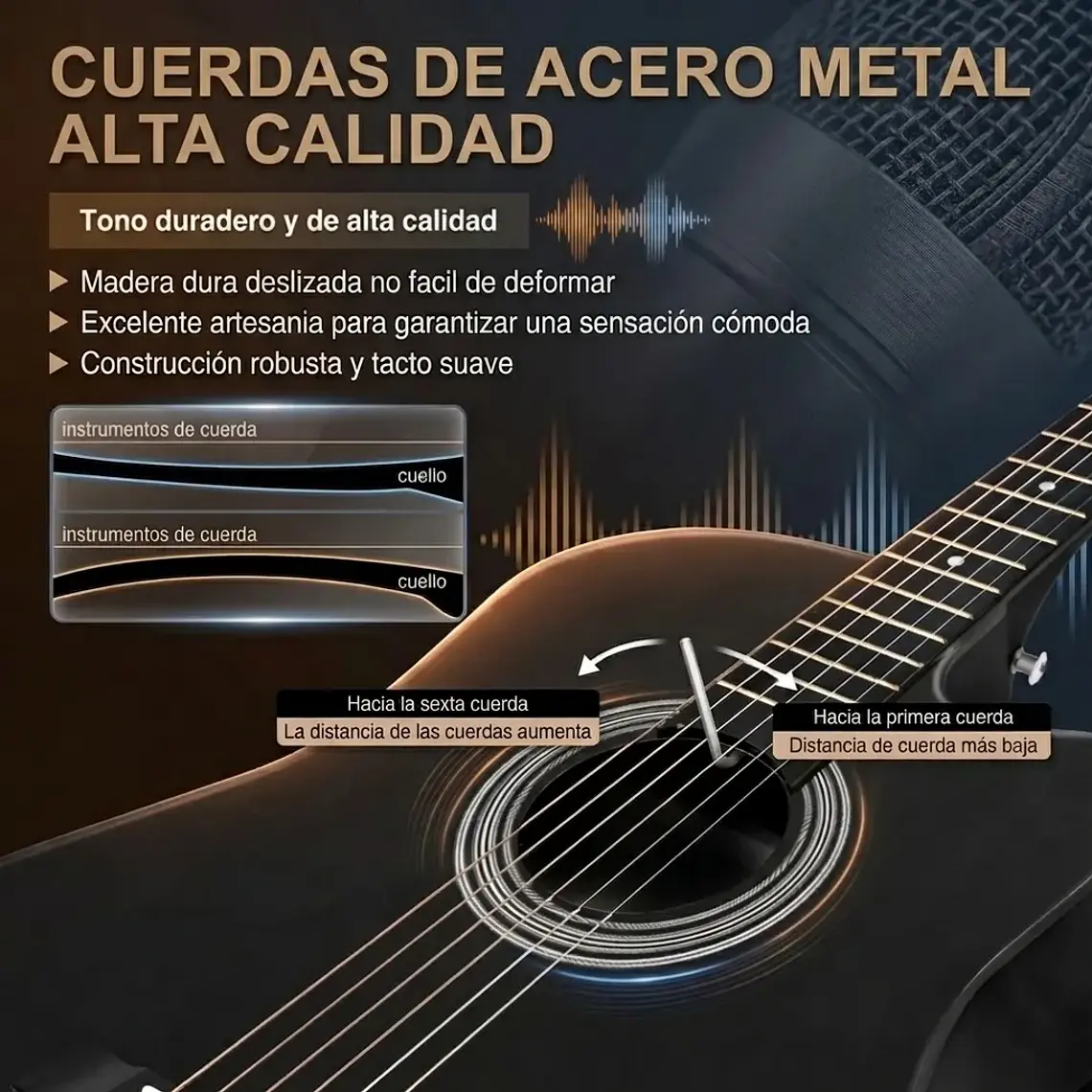 Guitarra Acustica 38 Pulgadas Kit Completo Funda Accesorios 3