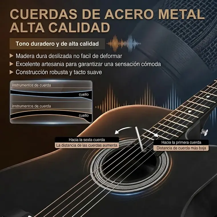 Guitarra Acustica 38 Pulgadas Kit Completo Funda Accesorios 3