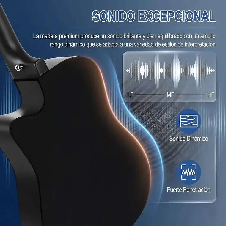 Guitarra Acustica 38 Pulgadas Kit Completo Funda Accesorios 4