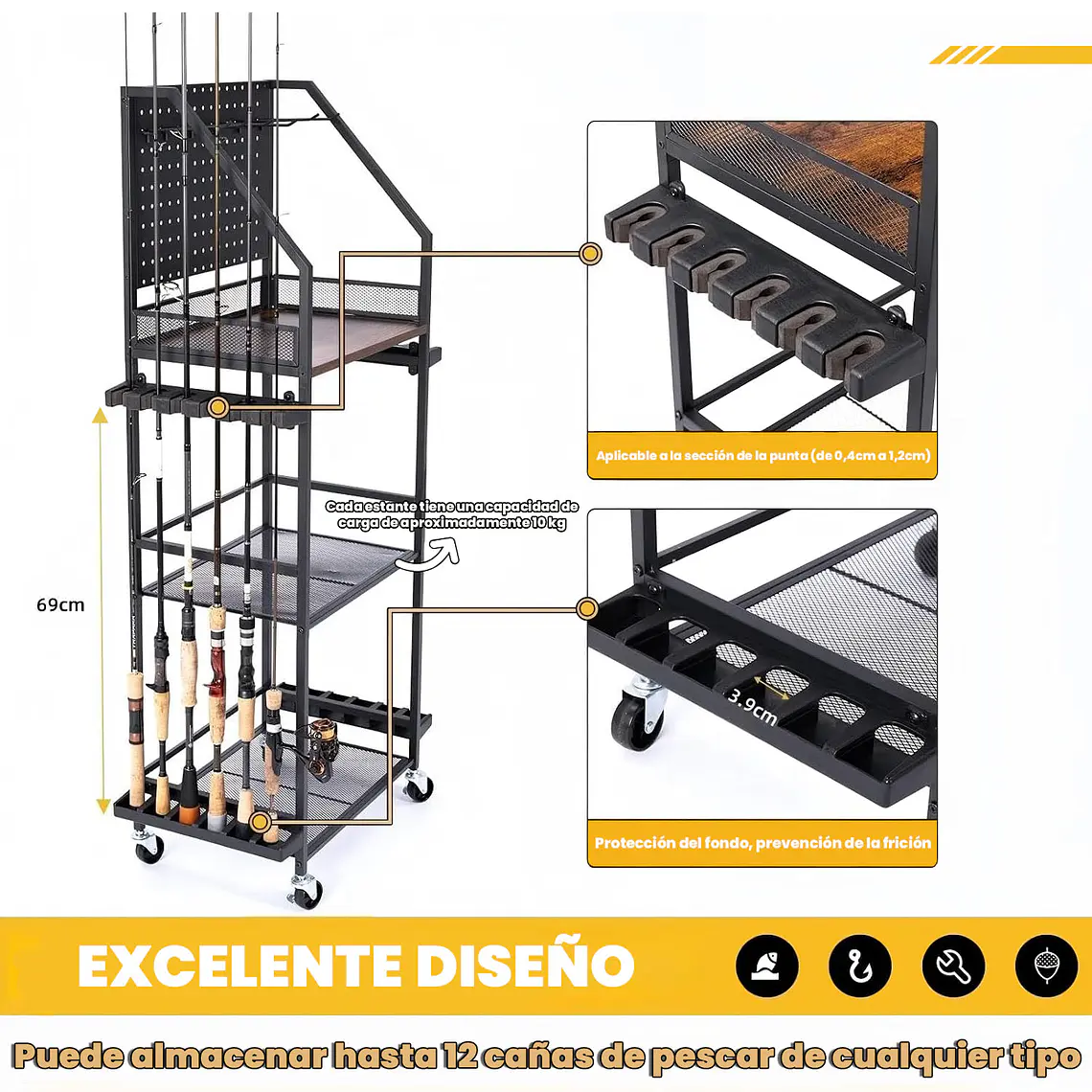 Estante De Almacenamiento Multifuncional Para Cañas De Pesca 2