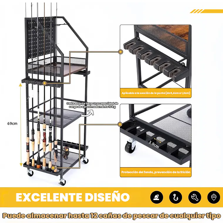 Estante De Almacenamiento Multifuncional Para Cañas De Pesca 2