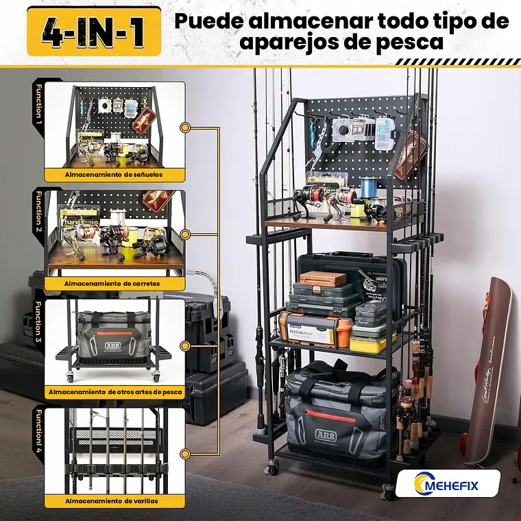 Estante De Almacenamiento Multifuncional Para Cañas De Pesca 3