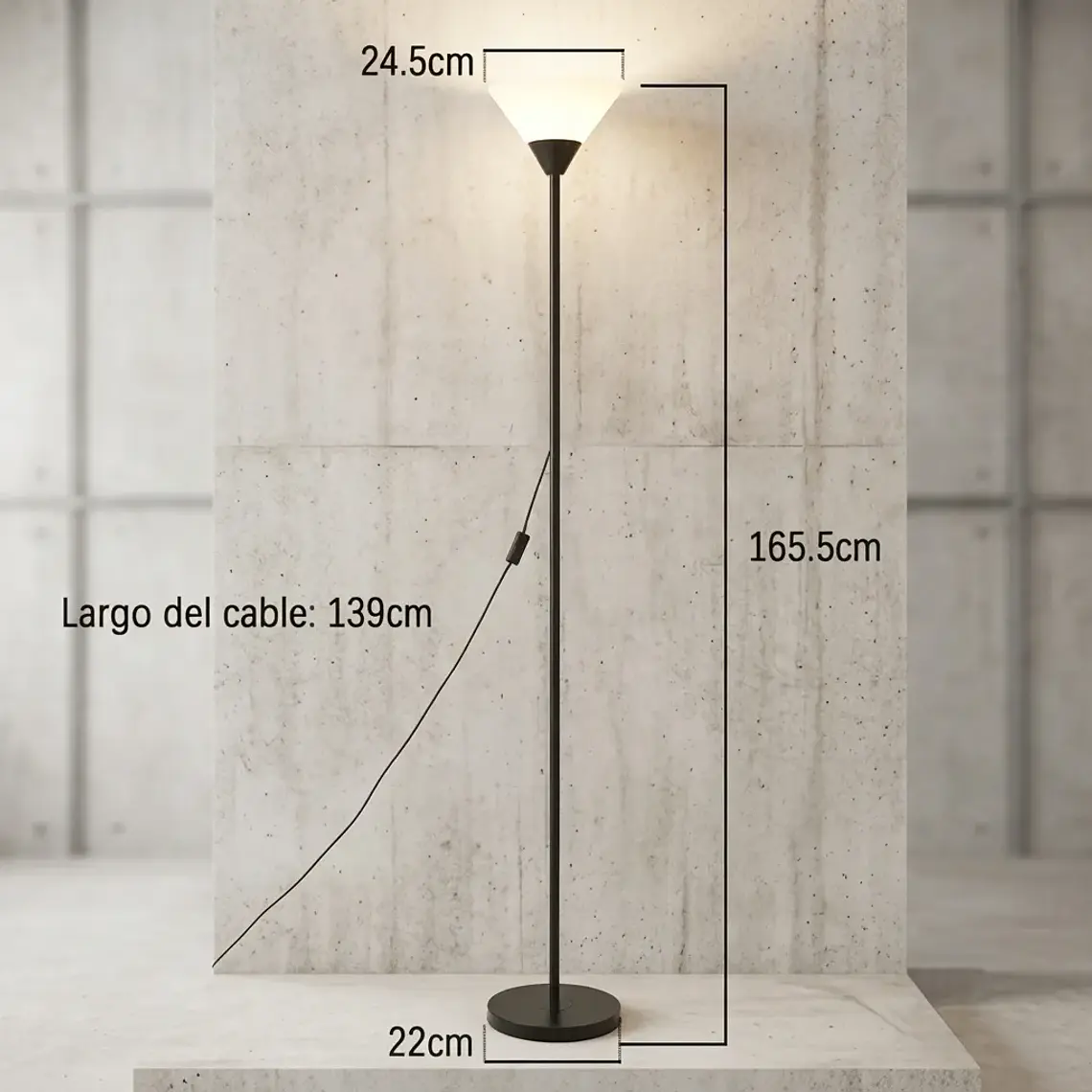 Lampara De Pie Lectura Moderna Luz Calida Living Dormitorio 6