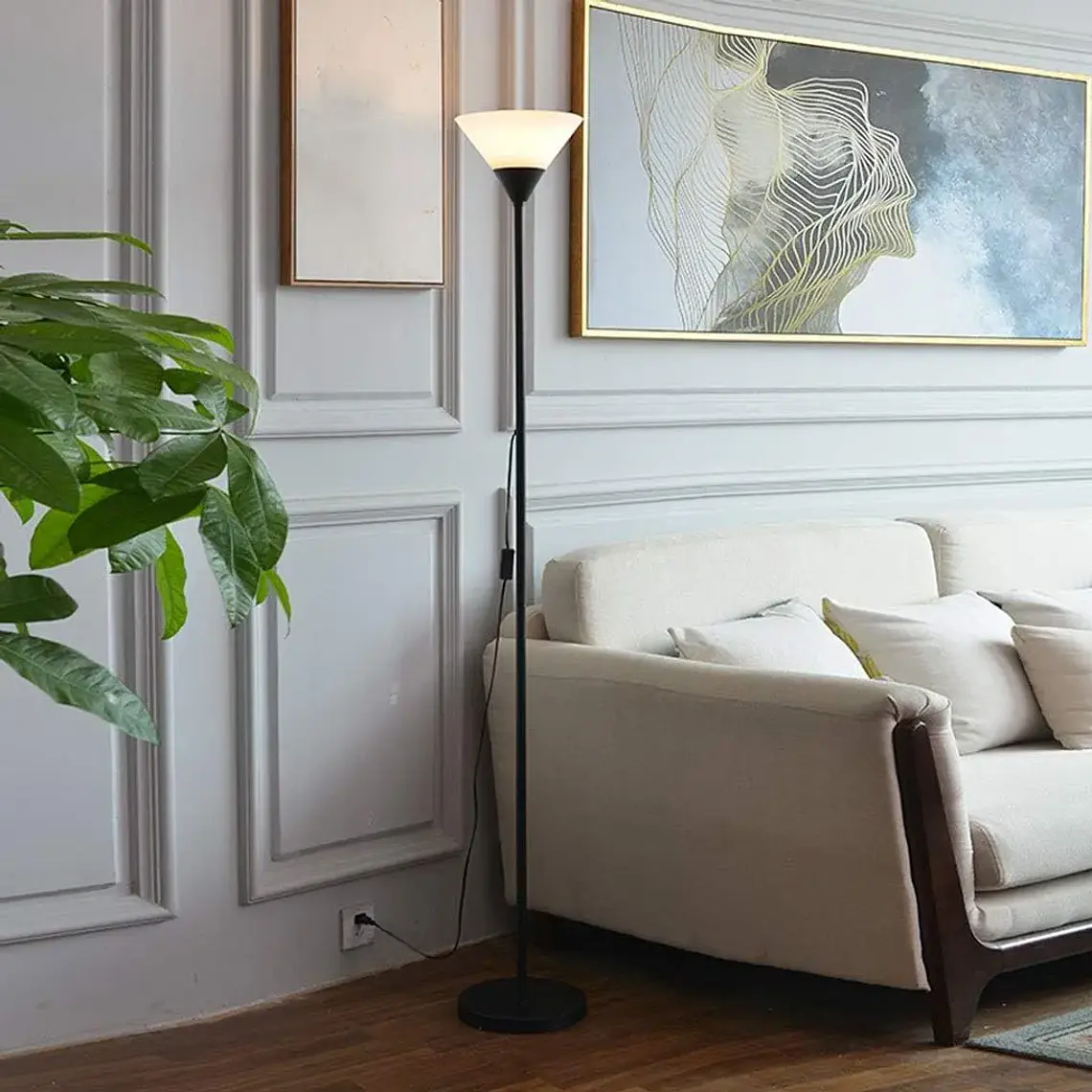 Lampara De Pie Lectura Moderna Luz Calida Living Dormitorio 4