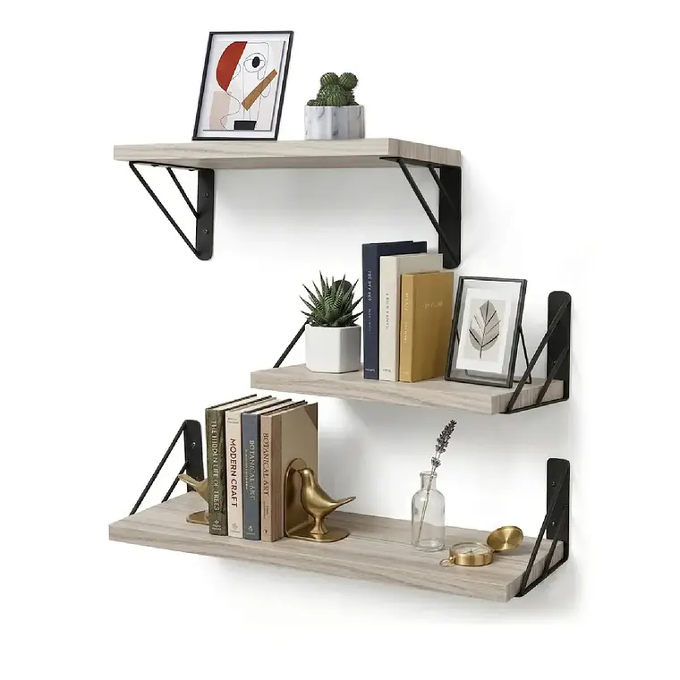 X3 Repisas Flotantes De Pared Decorativas Estantes De Madera 1