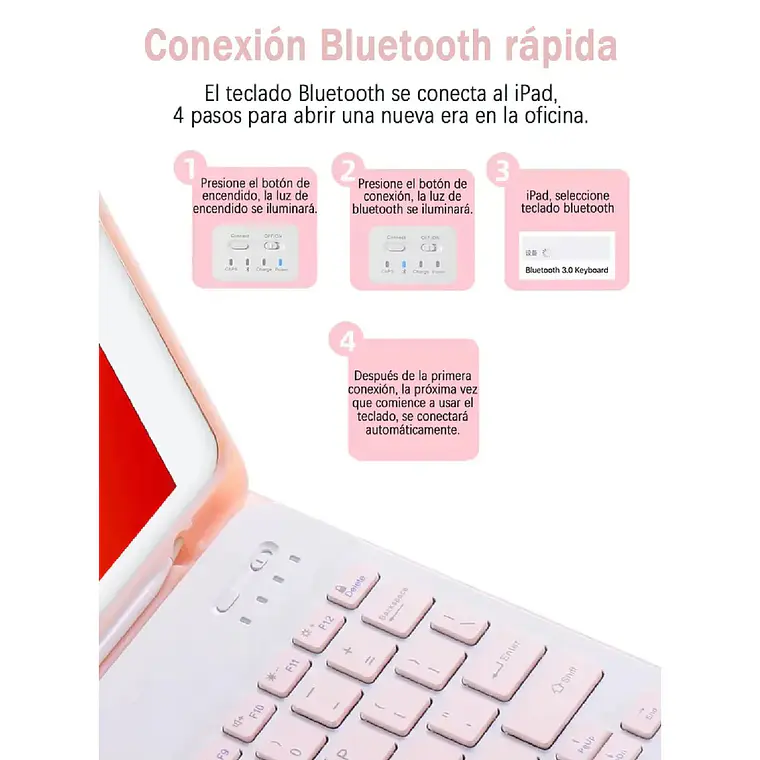 Funda Con Teclado Bluetooth Para Ipad 10.2 Y 10.5 Pulgadas 4