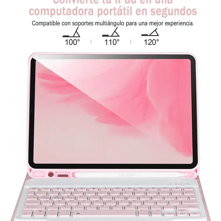 Funda Con Teclado Bluetooth Para Ipad 10.2 Y 10.5 Pulgadas 6