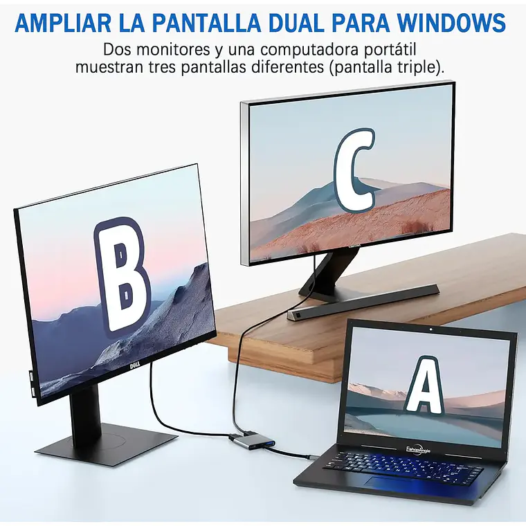 Hub Adaptador Usb-c 4 En 1 Splitter Doble Hdmi 4k Usb 3.0 5