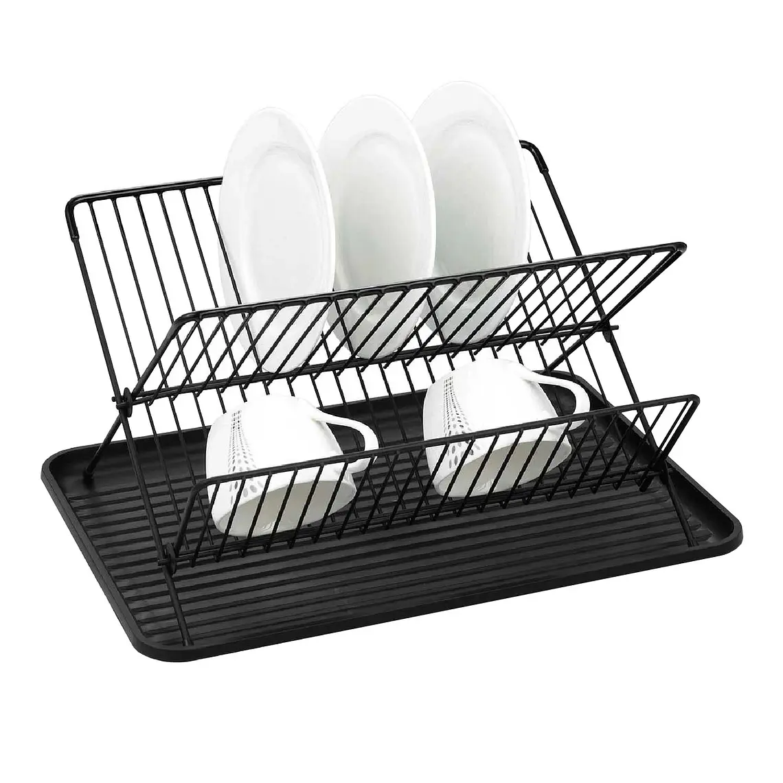 Secaplatos Metálico Plegable 2 Niveles Con Bandeja 1