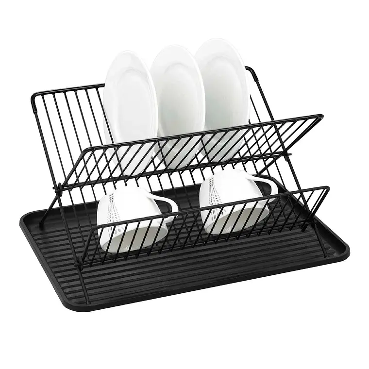 Secaplatos Metálico Plegable 2 Niveles Con Bandeja 1