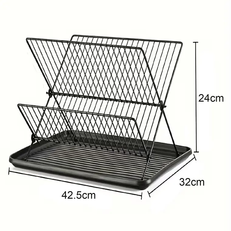 Secaplatos Metálico Plegable 2 Niveles Con Bandeja 6