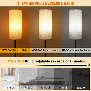 Lampara De Pie Moderna Living 3 Tonos De Luz +control