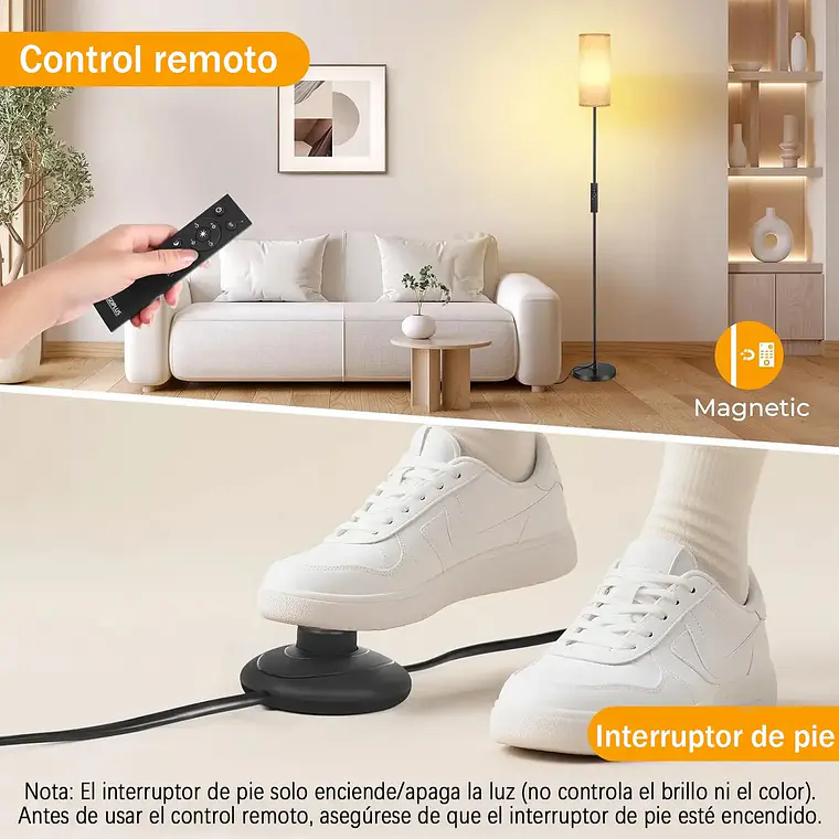 Lampara De Pie Moderna Living 3 Tonos De Luz +control 4
