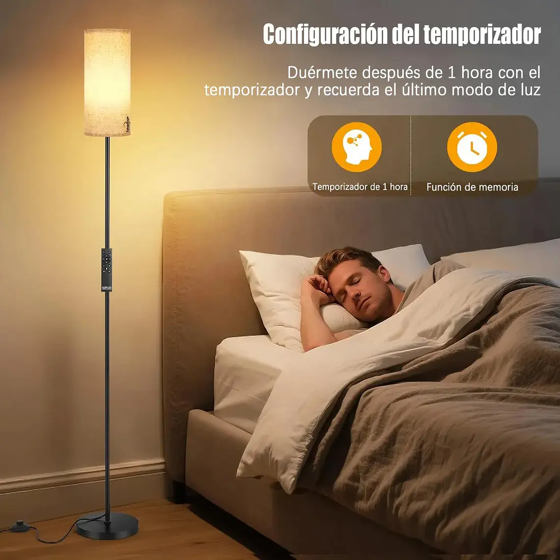 Lampara De Pie Moderna Living 3 Tonos De Luz +control 6
