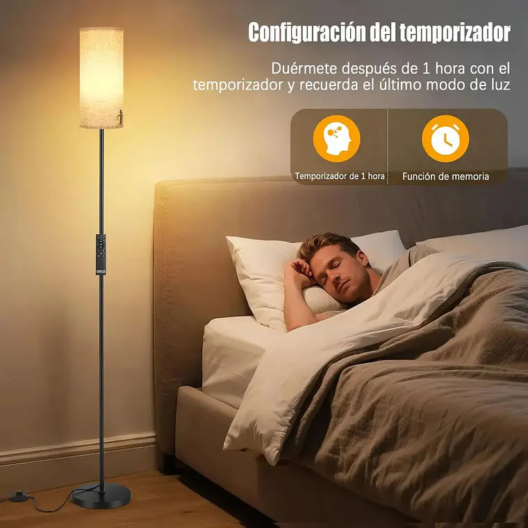 Lampara De Pie Moderna Living 3 Tonos De Luz +control 6