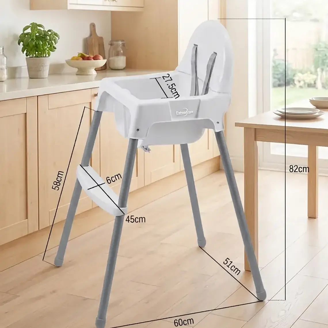 Silla De Comer Bebe Portatil Basico Con Arnés De 3 Puntos 6