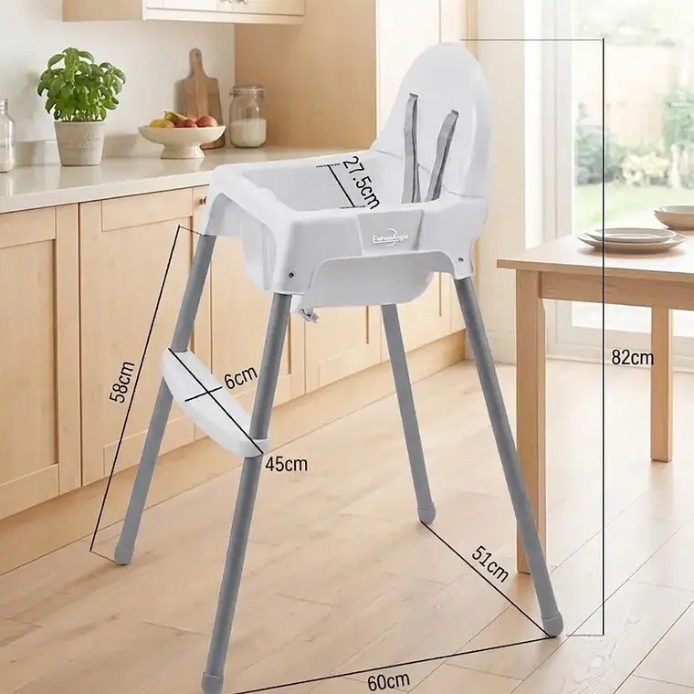 Silla De Comer Bebe Portatil Basico Con Arnés De 3 Puntos 6