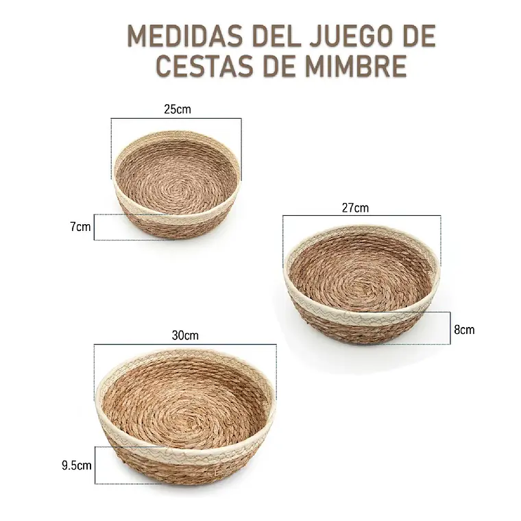 Juego 3 Cestas De Almacenamiento Organizadora Canasto Mimbre 6
