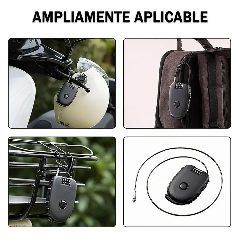 Candado Con Cable De Seguridad Clave De 4 Dígitos Retractil 5