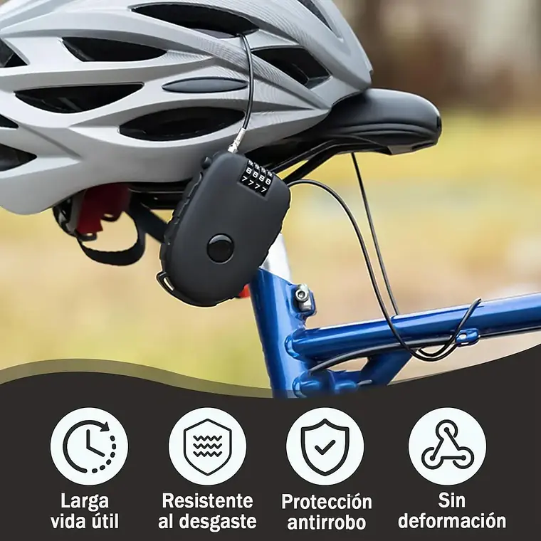 Candado Con Cable De Seguridad Clave De 4 Dígitos Retractil 6