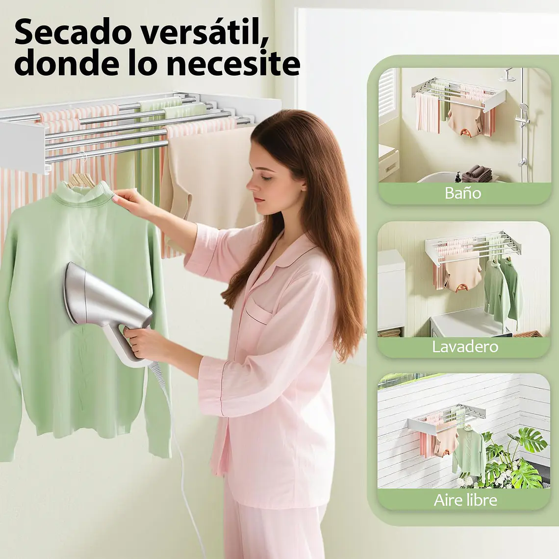 Tendedero Ropa Plegable De Pared Oculto 80 X 40 Cms 4
