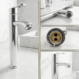 Llave Monomando Alto Lavatorio Baño Inoxidable Lavamano