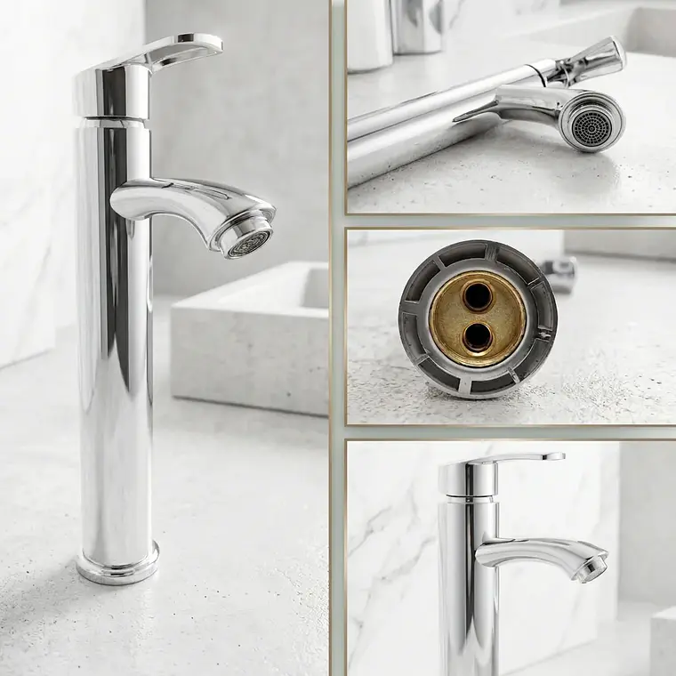 Llave Monomando Alto Lavatorio Baño Inoxidable Lavamano 2