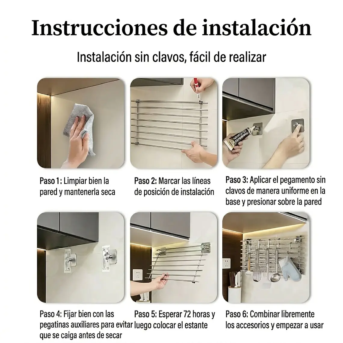 Estante Posaollas Acero Inoxidable 50x27 Cm Multifuncional 5