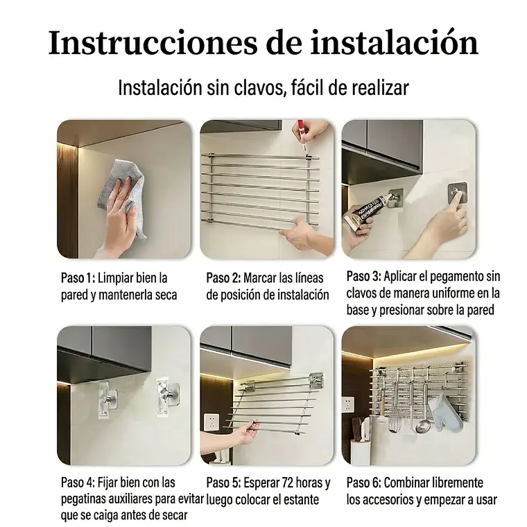Estante Posaollas Acero Inoxidable 50x27 Cm Multifuncional 5
