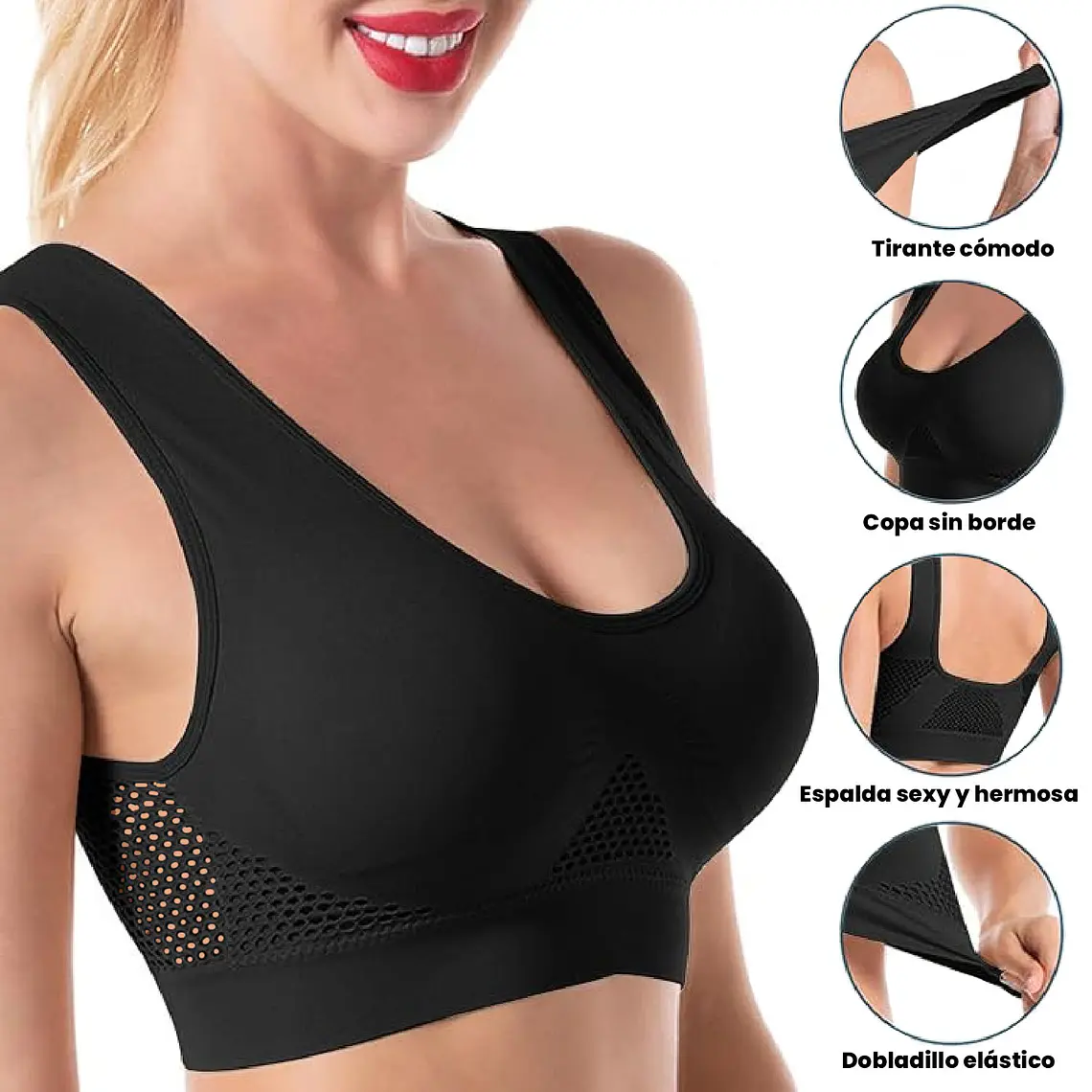 Sosten Peto Deportivo Transpirable Elasticado Mujer 3