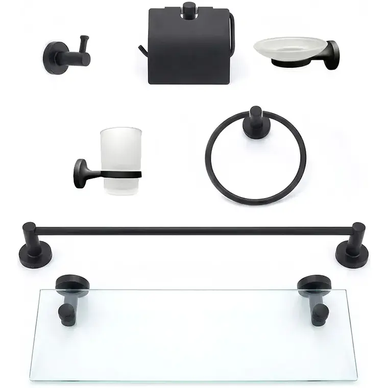 Set De Baño 7 Accesorios De Acero Inoxidable Toallero 1