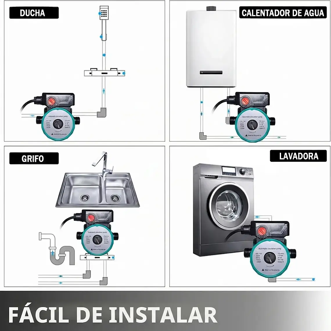 Bomba De Agua Presurizadora Calefon Aumenta Presión 100w 5
