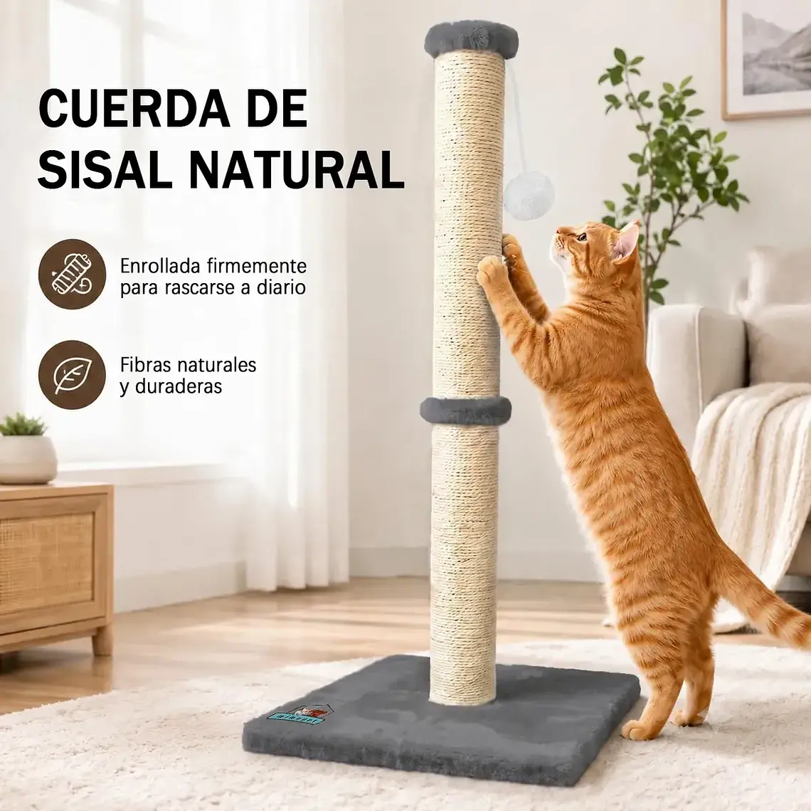Rascador Para Gatos Torre Poste Con Juguete 73cm Yute 5