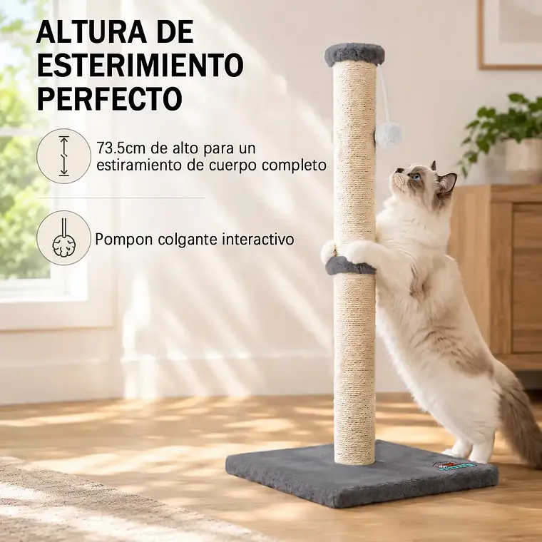 Rascador Para Gatos Torre Poste Con Juguete 73cm Yute 6