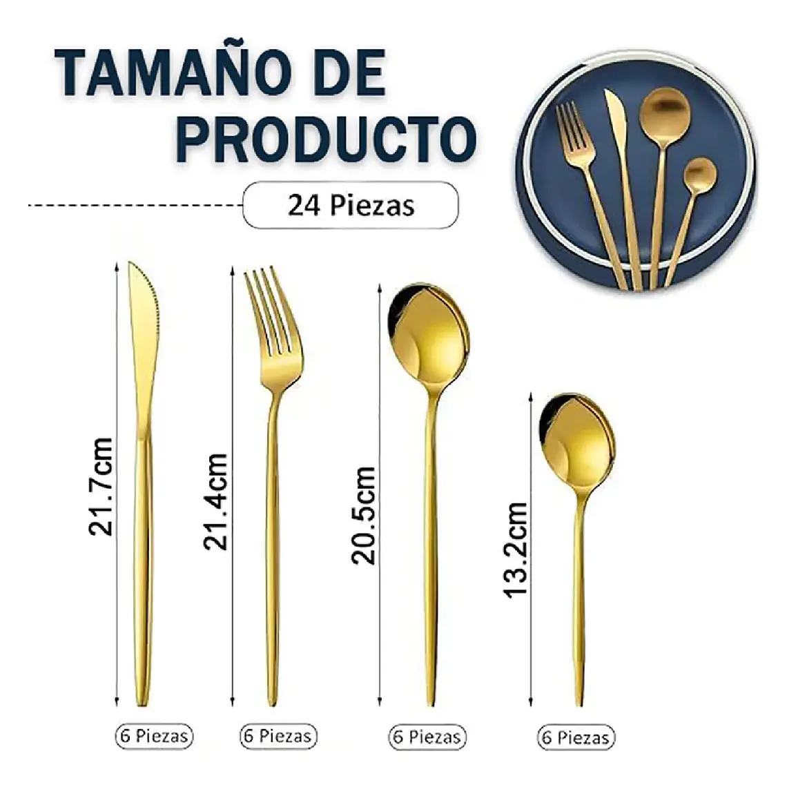 Juego 24 Cubiertos Cuchilleria Acero Inoxidable Con Estuche 6