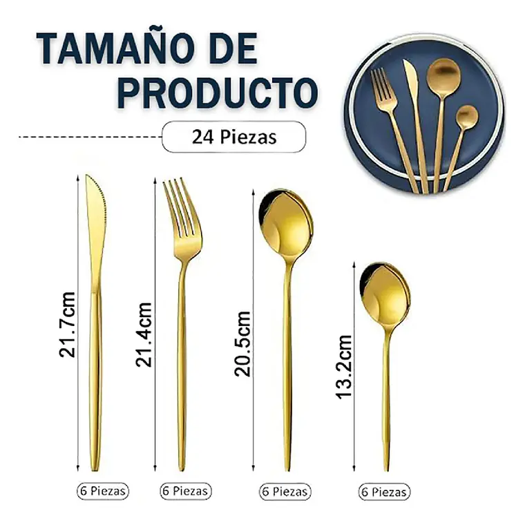 Juego 24 Cubiertos Cuchilleria Acero Inoxidable Con Estuche 6